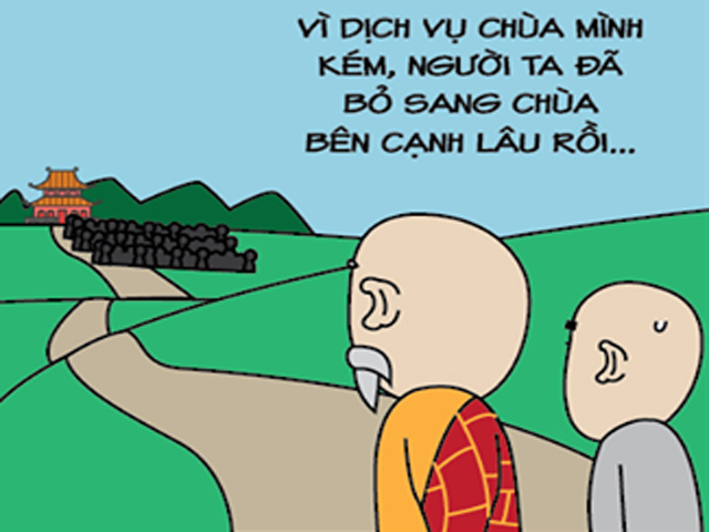 Tranh vui - Chỉ vì dịch vụ kém mà chùa... mất khách