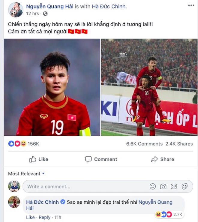 Đức Chinh vào Facebook Quang Hải tự khen &#34;đẹp trai&#34; và phản ứng của dân mạng - 1