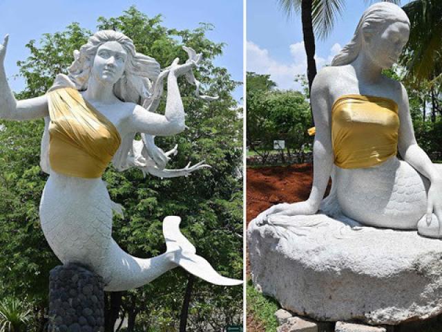 Phi thường - kỳ quặc - Cư dân bối rối khi tượng tiên cá được... che ngực