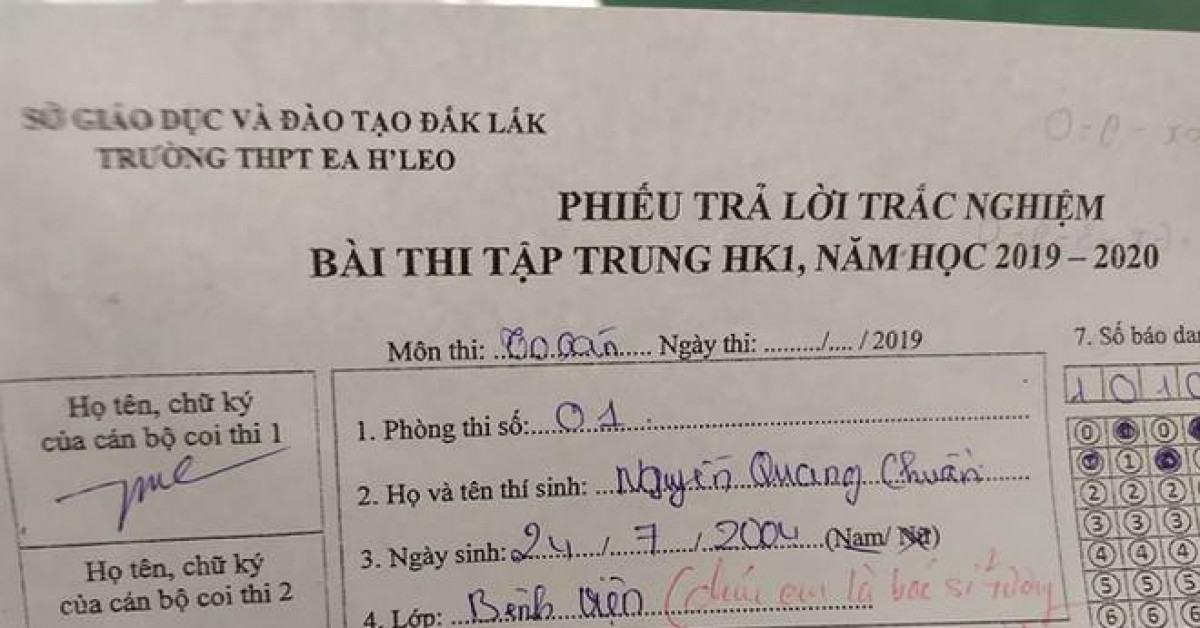 Giáo dục - du học - Viết nhầm tên lớp trong bài thi học sinh nhận được lời nhắn bất ngờ từ giáo viên