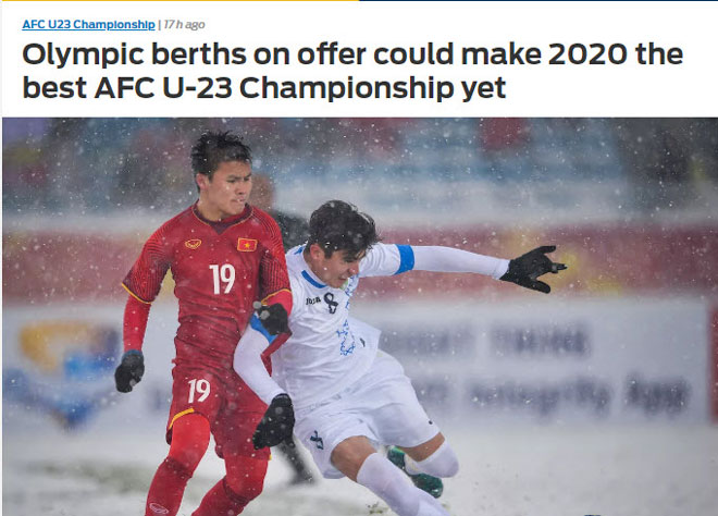 "Suất dự Olympic 2020 sẽ biến VCK U23 châu Á lần này trở thành giải đấu hấp dẫn nhất", bài viết của Gabriel Tan trên tờ Fox Sports Asia