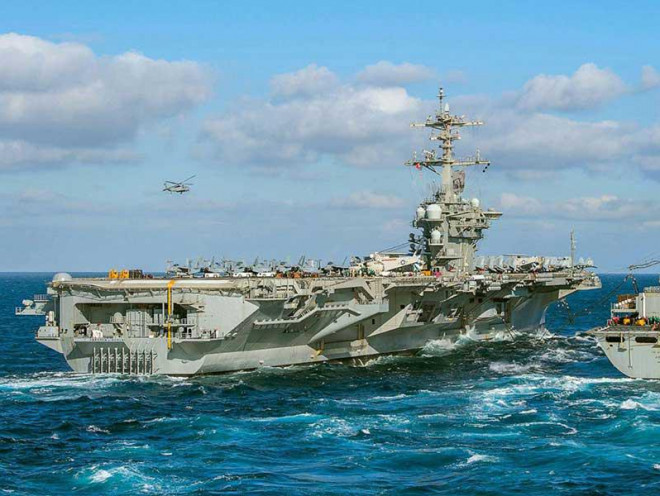 Nhóm tác chiến tàu sân bay USS Abraham Lincoln thuộc hải quân Mỹ được triển khai đến vùng Vịnh hồi tháng 5-2019. Ảnh: HẢI QUÂN MỸ Iran sẽ không ngồi yên