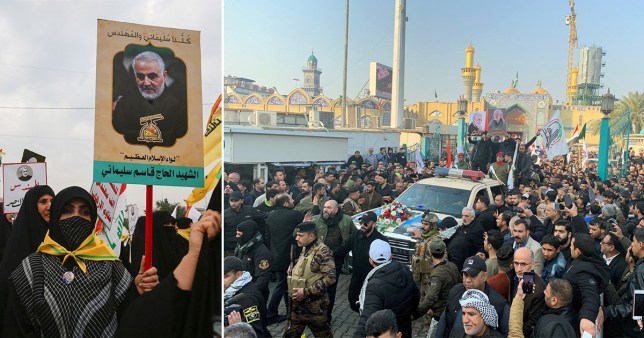 Nhiều người ủng hộ đã tới đưa tang tướng&nbsp;Qassem&nbsp;Soleimani ở thủ đô&nbsp; Baghdad (Ảnh: Metro)