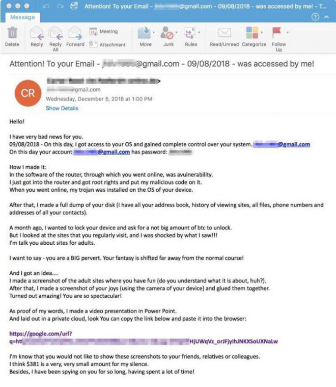 Một email lừa đảo được gửi tới cho nạn nhân. Ảnh:&nbsp;Proofpoint