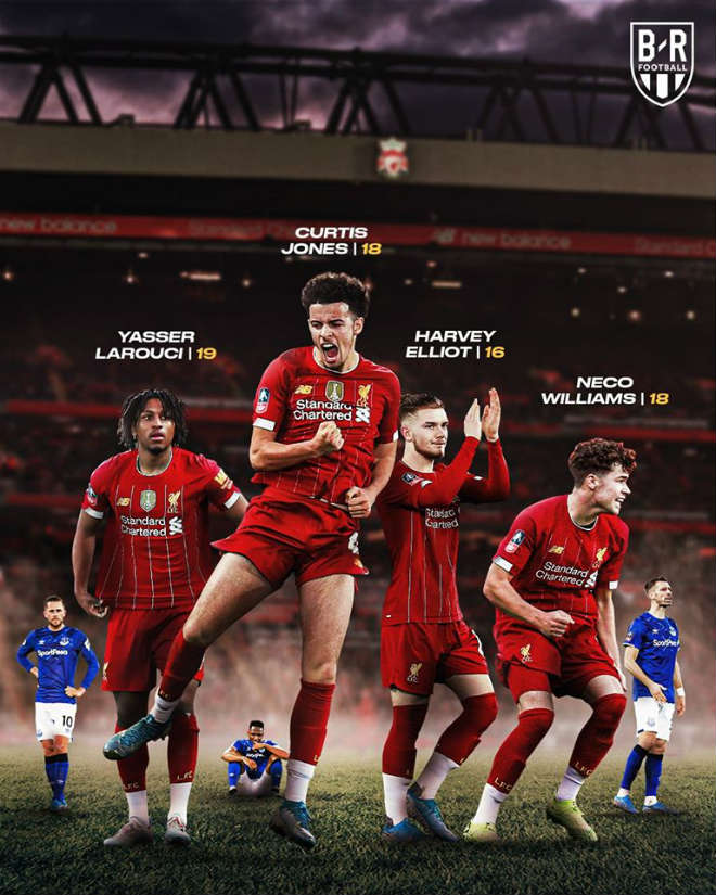 Đội hình với nhiều nhân tố tuổi teen của Liverpool vượt qua Everton ở FA Cup