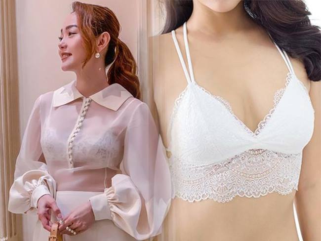 Chiếc áo ngực màu trắng có thiết kế ren mang lại sự mềm mại và trẻ trung cho Minh Hằng khiến cô khoe mà vẫn được khen.&nbsp;