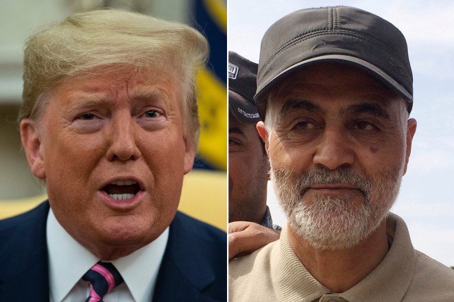 Tổng thống Mỹ Donald Trump và tướng Iran Qassem Soleimani. Ảnh: AP.