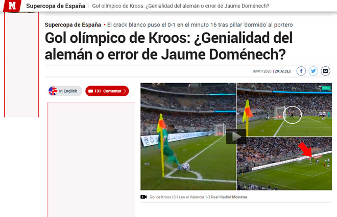 Tờ Marca ví Kroos là thiên tài và chỉ trích sai lầm của thủ thành Jaume Domenech