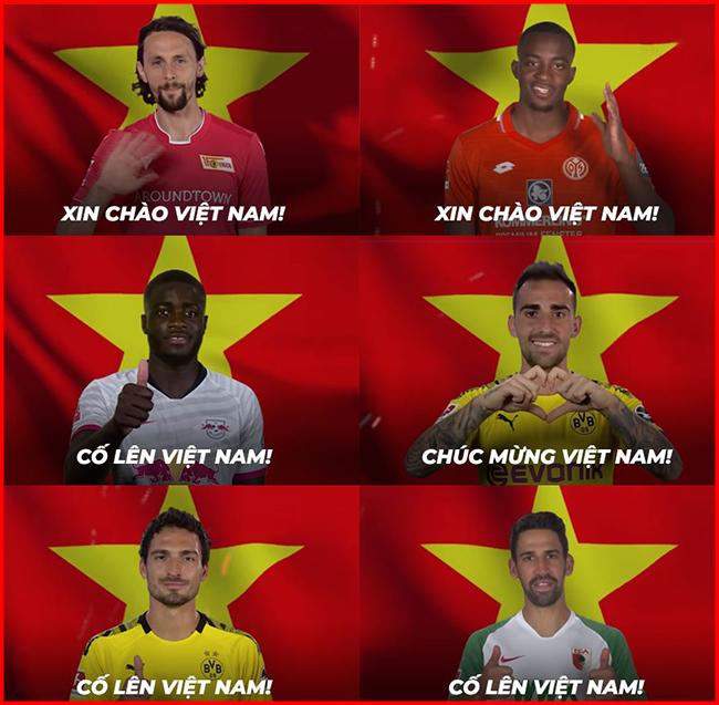Các cầu thủ của giải Bundesliga gửi lời chúc may mắn đến U23 Việt Nam.