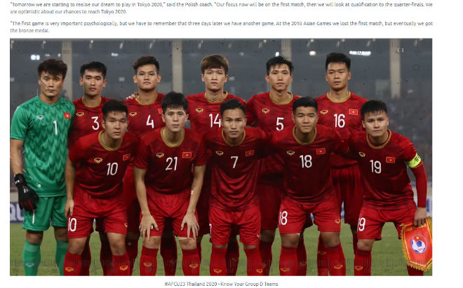 AFC đánh giá cao U23 Việt Nam trước thềm trận ra quân gặp U23 UAE