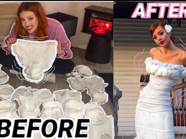 Media - Thiếu nữ xinh đẹp gây "sốt mạng" với chiếc váy cưới tự may bằng... tã giấy