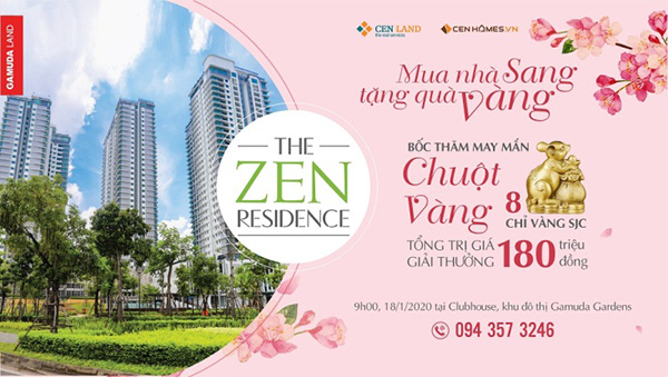 Khách hàng đặt cọc thành công căn hộ The Zen Residence có cơ hội nhận chuột vàng trị giá 8 chỉ vàng SJC