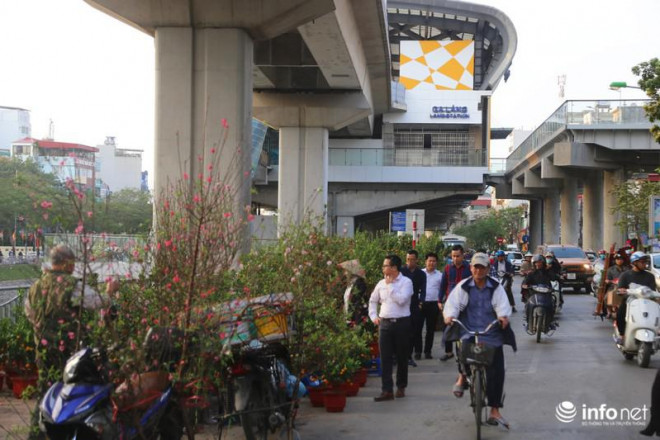Vỉa hè, sân nhà ga đường sắt trên cao Cát Linh - Hà Đông thành chợ hoa Tết - 7
