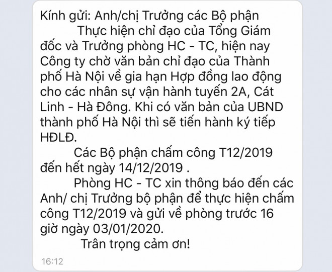 Thông báo dừng hợp đồng