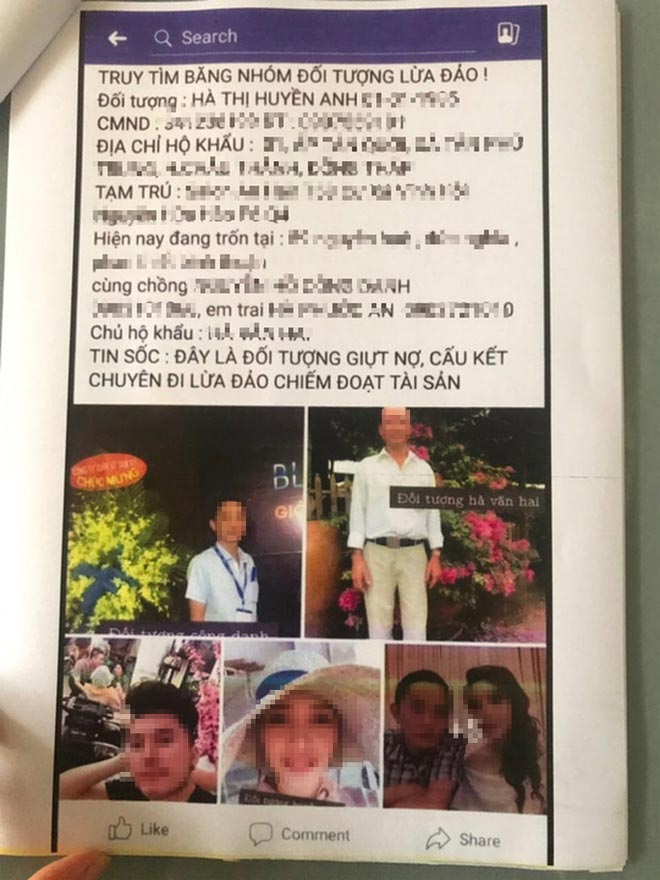 Thông tin, hình ảnh gia đình bà Huyền Anh lan tràn trên mạng xã hội