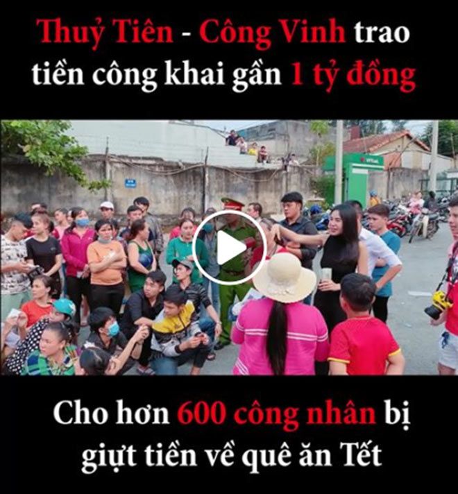 Thuỷ Tiên - Công Vinh tặng tiền gần 1 tỷ đồng cho hơn 600 công nhân - 1