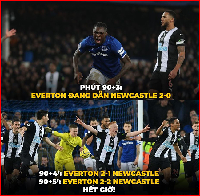 Kết cục không ai có thể tin nổi ở trận đấu giữa Everton và Newcastle.