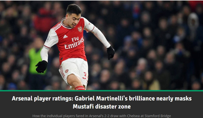 Martinelli được đánh giá là cầu thủ Arsenal chơi hay nhất trận