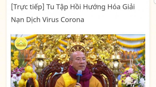 Sư trụ trì chùa Ba Vàng đăng đàn thuyết giảng về việc giải nạn dịch cúm virus Corona