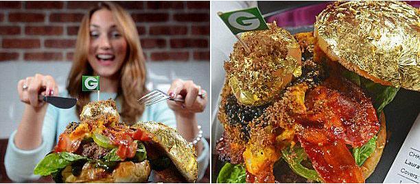Chiếc bánh Hamburger được trang trí bằng tôm hùm và trứng cá muối có giá 1100 bảng Anh (hơn 33 triệu VNĐ)