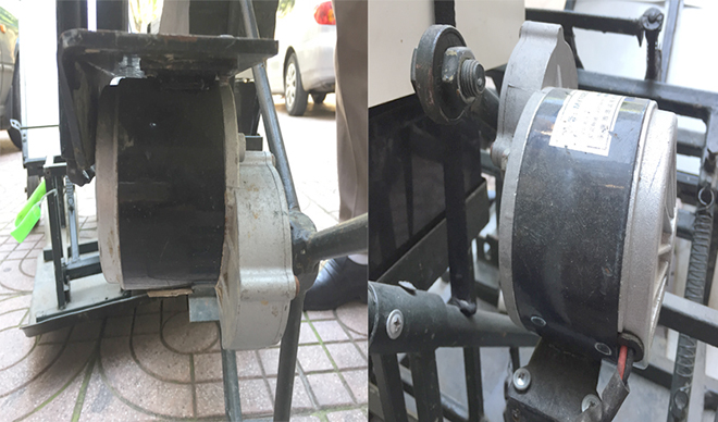 Động cơ trước và động cơ sau của máy cấy (từ trái sang)