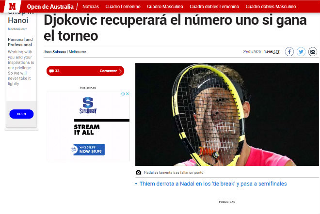 Báo chí Tây Ban Nha lo Djokovic cướp lại ngôi số 1 thế giới của Nadal và mơ Federer giúp "Bò tót" chặn đứng nguy cơ ấy