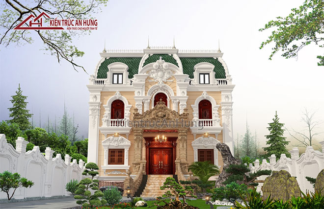 Vẻ đẹp đậm chất cổ điển Pháp của căn biệt thự cổ điển 2 tầng có hầm