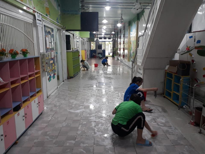 Trường Mầm non tư thục Kim Đồng, quận Bình Thạnh cho học sinh nghỉ ngày 1-2 để giáo viên tổng vệ sinh phòng dịch bệnh. Ảnh: Facebook Trường Mầm non Kim Đồng