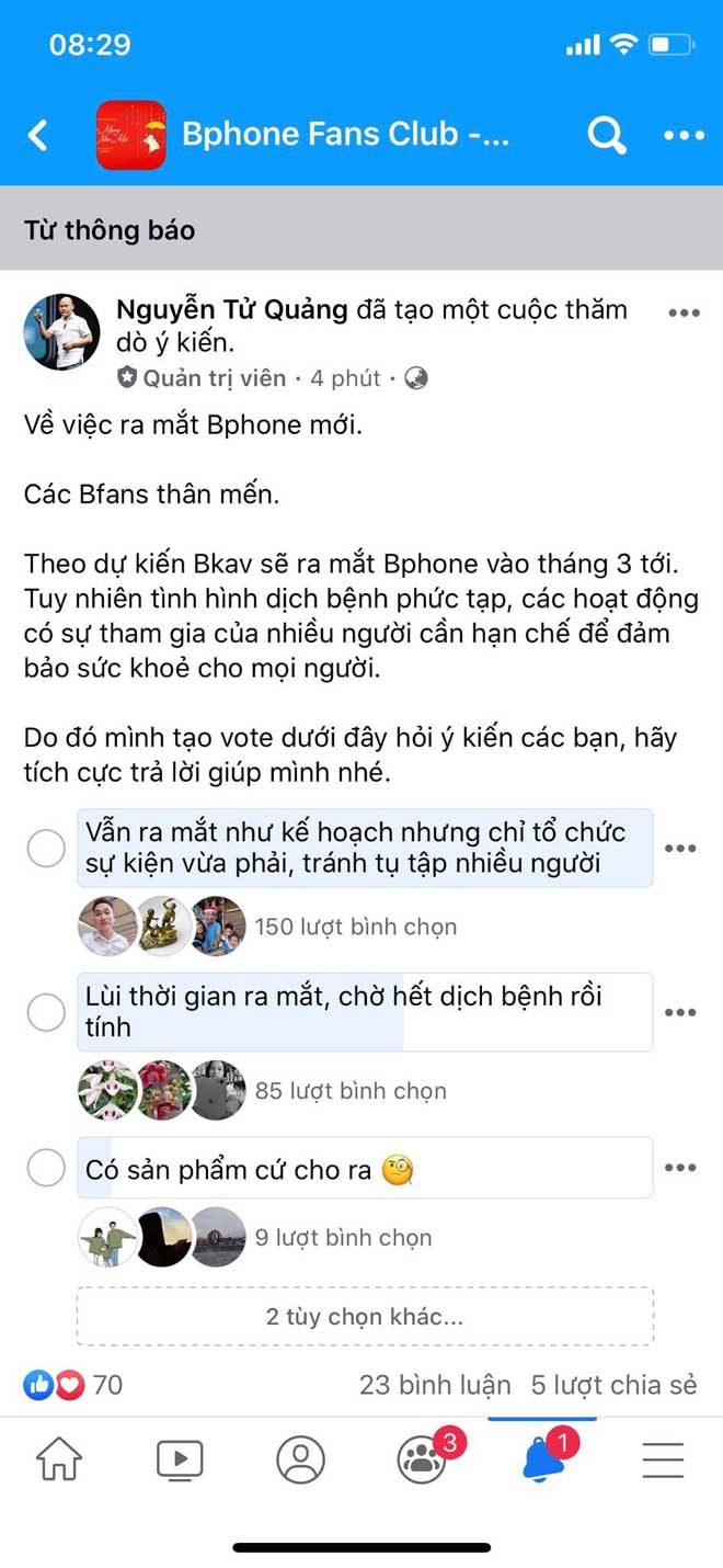 CEO Nguyễn Tử Quảng: "Bphone 4 sẽ ra mắt vào tháng 3/2020, nhưng trưng cầu ý kiến lùi thời điểm ra mắt do dịch Corona" - 1