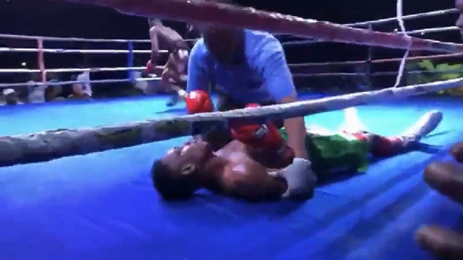 Cú knock-out "quá nhanh quá nguy hiểm" của tay đấm Ghana khiến đối thủ 35 tuổi phải nhập viện
