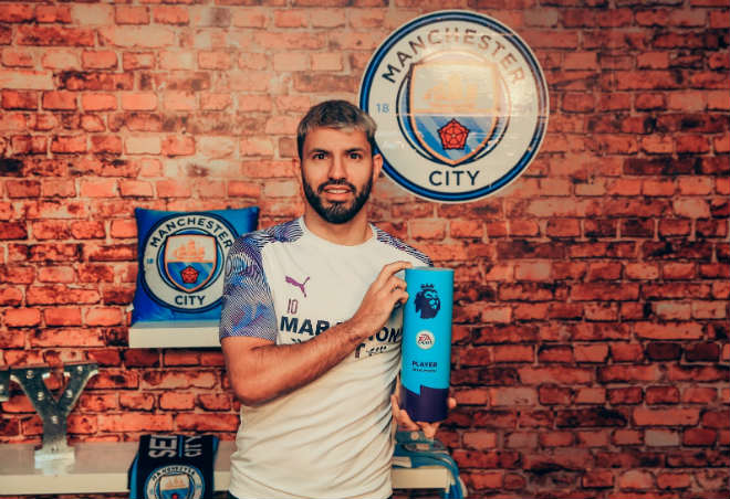 Sergio Aguero lập kỷ lục 7 lần được bầu là "Cầu thủ xuất sắc nhất tháng" của giải Ngoại hạng Anh