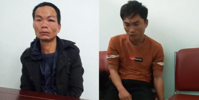 Hai đối tượng bị người dân vây bắt.