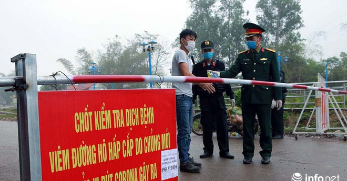 Một chốt kiểm soát dịch tại xã Sơn Lôi, huyện Bình Xuyên, Vĩnh Phúc