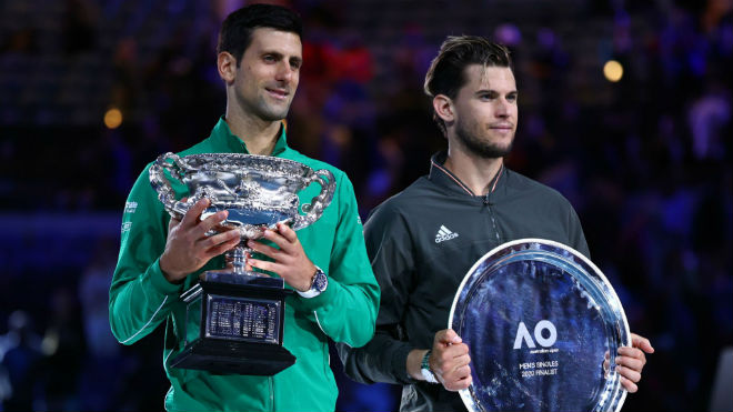 Djokovic chặn đứng tham vọng giành vinh quang đầu tiên trong sự nghiệp của Thiem và khiến đàn em người Áo lần thứ 3 toàn thua trong các trận chung kết Grand Slam
