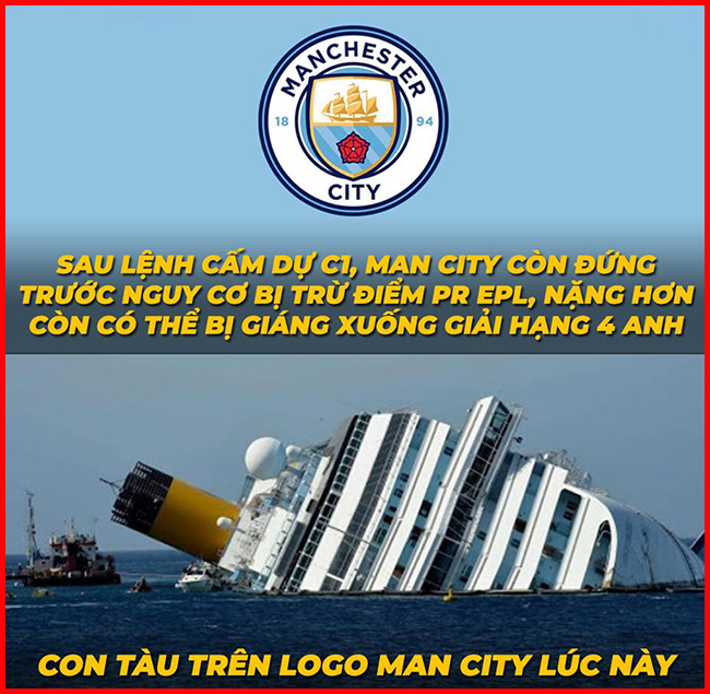 Hình ảnh con tàu Man City sau khi nhận được án phạt từ UEFA.