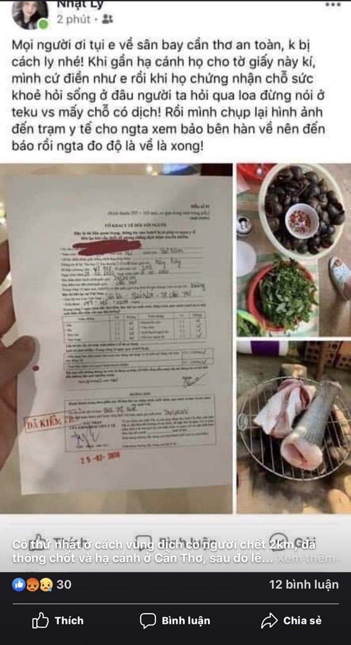 Thông tin Q. đăng tải lên mạng xã hội.