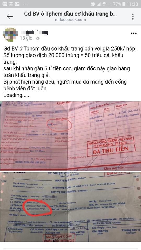 Giám đốc Bệnh viện quận Gò Vấp bị tố gom khẩu trang bán kiếm tiền tỉ (ảnh mạng xã hội)