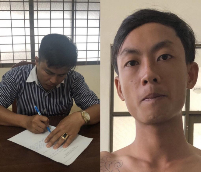 Phương (ảnh trái) và Tâm tại cơ quan điều tra