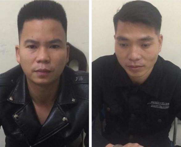 Nguyễn Văn Phương và Trần Xuân Sơn tại cơ quan công an - Ảnh: Báo Nghệ An