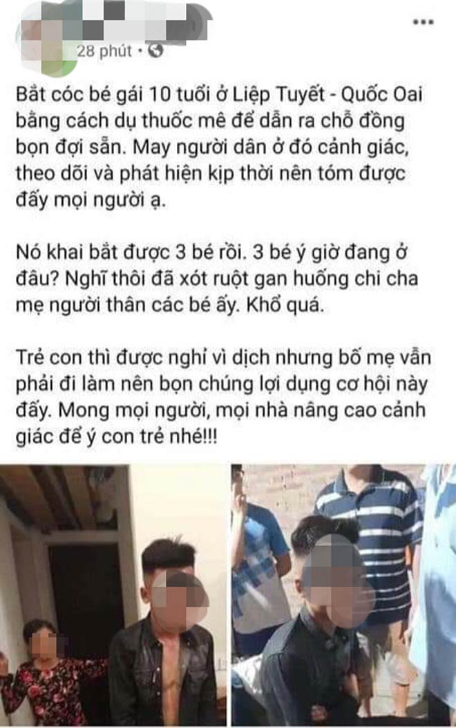Thông tin bắt cóc trẻ em thu hút sự chú ý trên mạng xã hội.