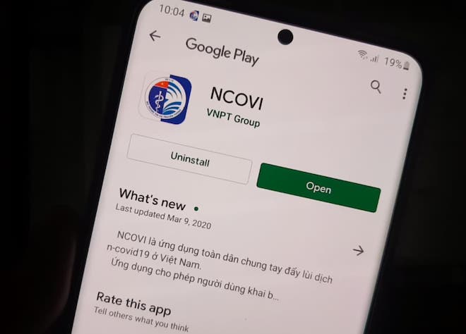 Ứng dụng NCOVI đang có trên kho ứng dụng dành cho điện thoại thông minh Android
