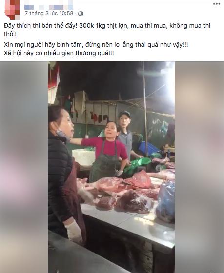 Dòng bức xúc của chị S khi chứng kiến cảnh thịt lợn bị "hét" giá 300.000 đồng/kg.