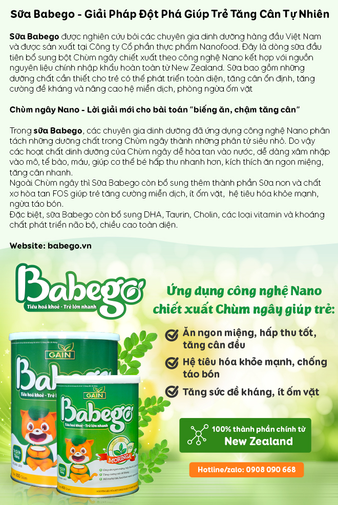 Đột phá chiết xuất Nano chùm ngây trong sữa Babego giúp trẻ tăng cân tự nhiên - 5
