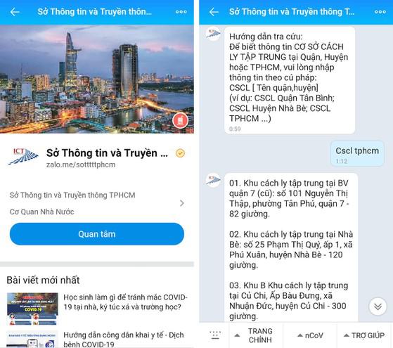 Cách tra cứu các điểm cách ly tập trung bằng Zalo - 3