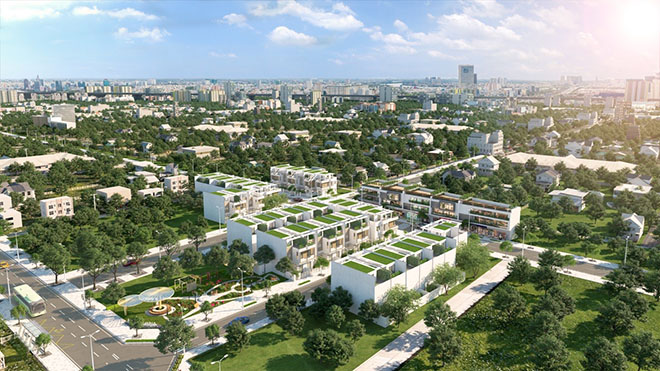 Khu nhà phố thương mại Long Savanna nằm ngay mặt tiền trục đường huyết mạch Nguyễn Hữu Thọ - Nguyễn Văn Tạo