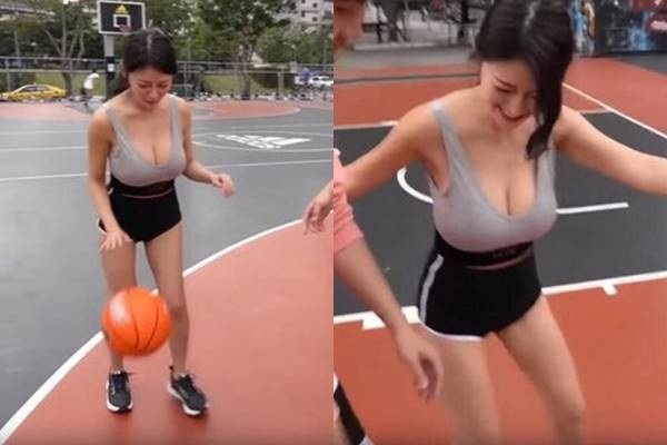 Trên mạng xã hội lan truyền video nàng hot girl Trung Quốc chơi bóng rổ với trang phục quá mát mẻ.