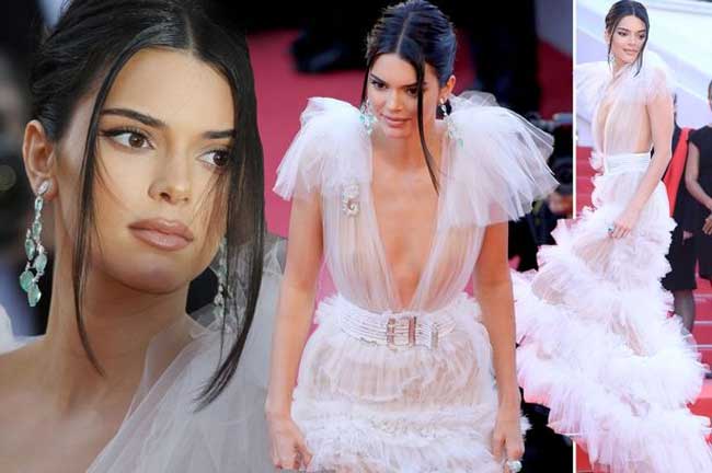 Kendall diện no bra tại LHP Cannes.