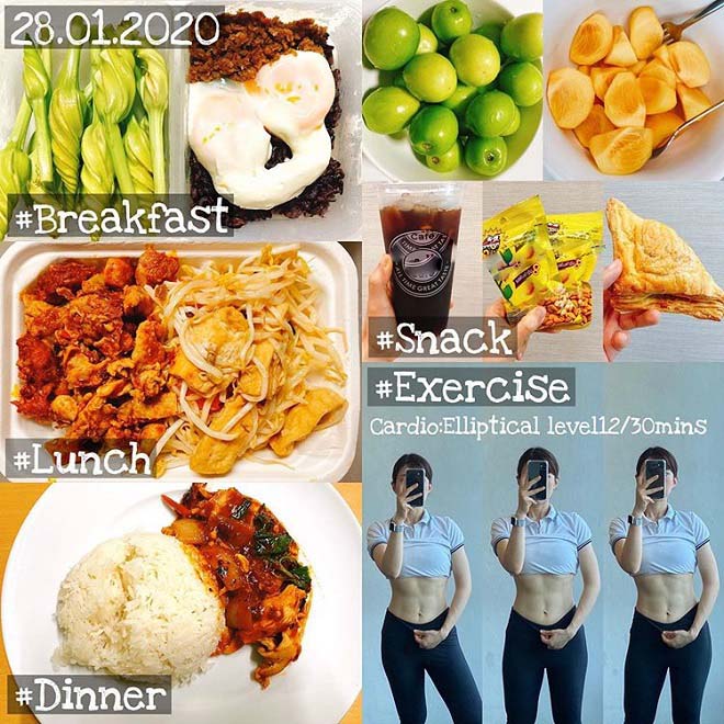 Pakkard ghi rõ nhật ký ăn uống và tập luyện mỗi ngày của mình trên Instagram. Thực đơn gồm nhiều rau xanh, thịt nạc, trứng gà và cho phép bản thân ăn vặt giữa các bữa. 