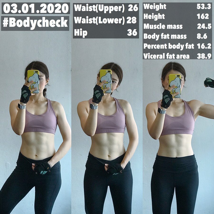 Pakkard thường xuyên cập nhật tình trạng cơ thể của mình. Ví dụ như trên là hình ảnh "body check" tháng 10.2019&nbsp;và tháng 1.2020. Trong khi vòng eo, cân nặng có tăng chút đỉnh nhưng tổng lượng&nbsp;cơ bắp&nbsp;(muscle mass)&nbsp;tăng từ 24,2 lên 24,5. Điều này chứng tỏ việc tập&nbsp;tăng cơ, giảm mỡ hiệu quả.&nbsp;