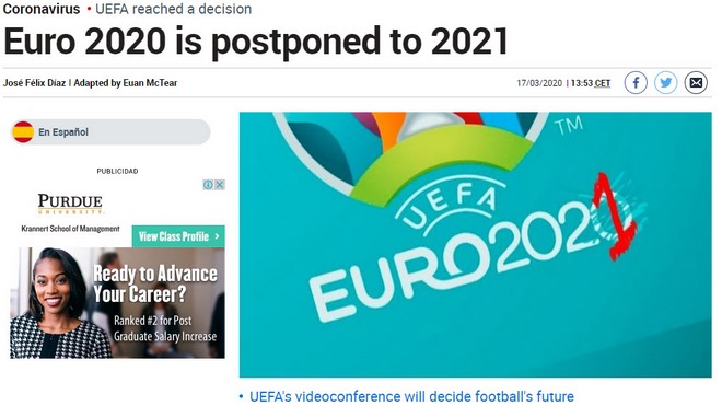 EURO chính thức hoãn sang 2021: Báo chí thế giới nói gì? - 2